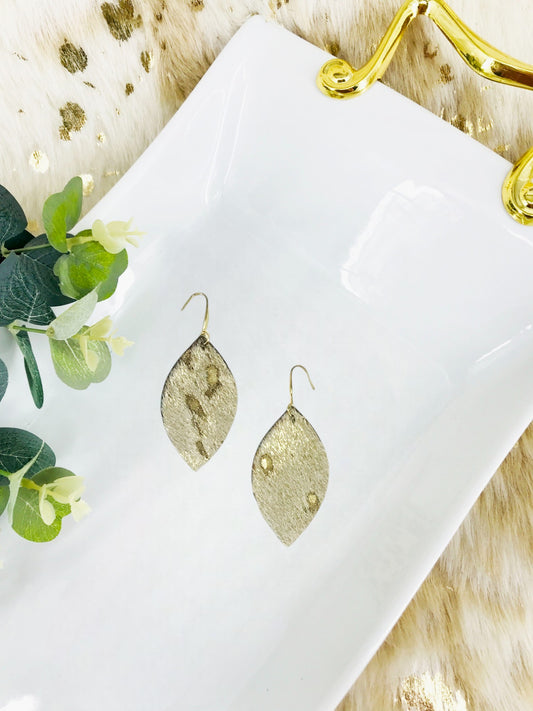 Metallic Gold Hair On Leather Earrings - E19-4658