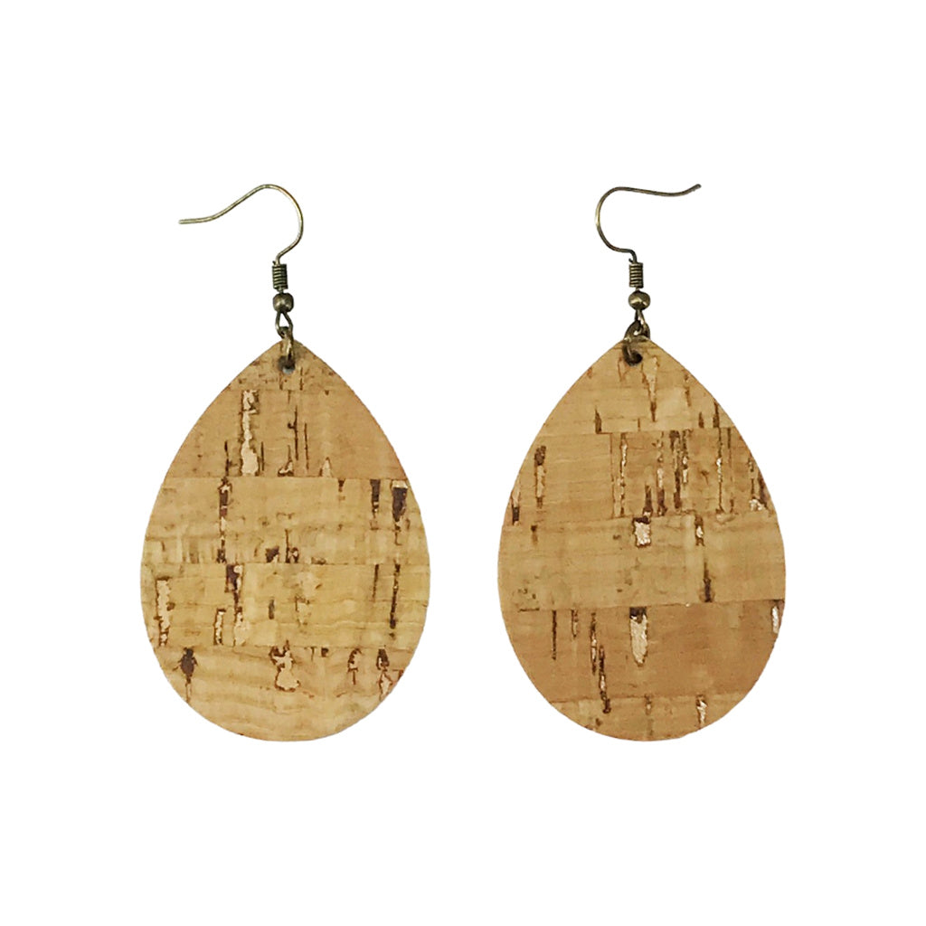 Natural Cork Teardrop Earrings