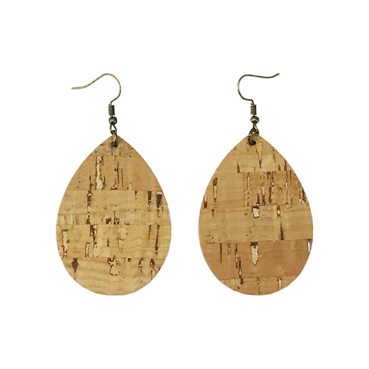 Natural Cork Teardrop Earrings
