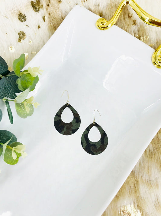 Hair On Camo Leather Earrings - E19-4660