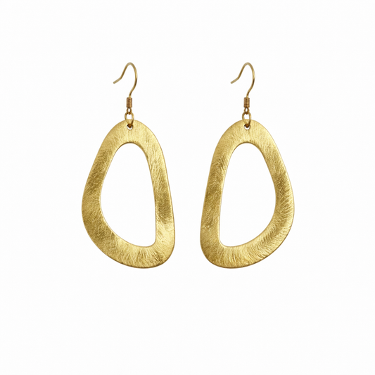 Golden Drift Oval Drop Earrings