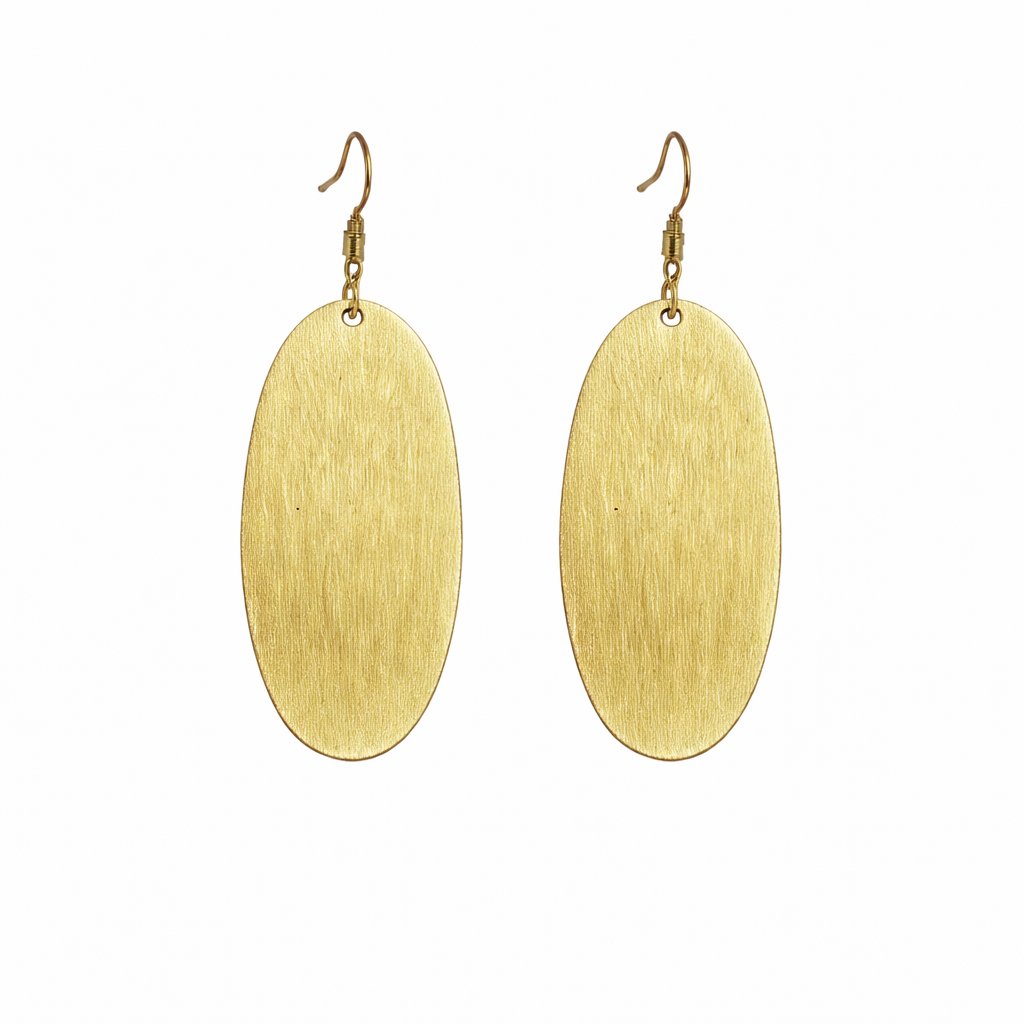 Golden Simplicity Oval Drop Earrings