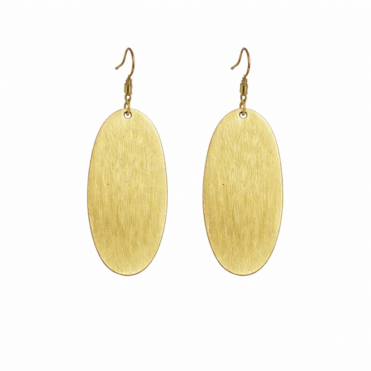 Golden Simplicity Oval Drop Earrings