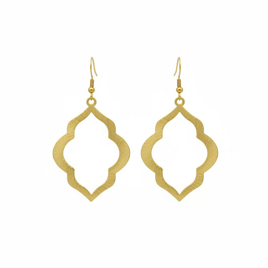 Large Brushed Gold Marquise Drop Earrings