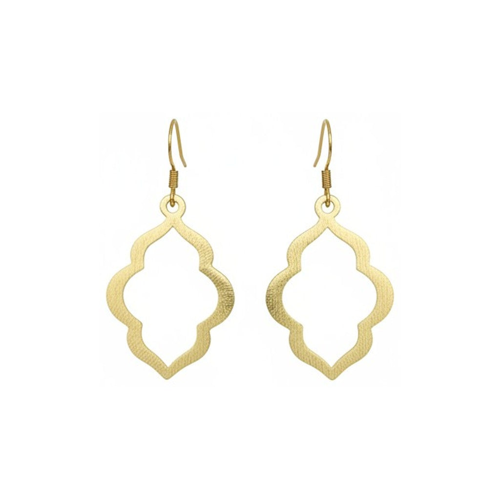 Brushed Gold Quatrefoil Drop Earrings