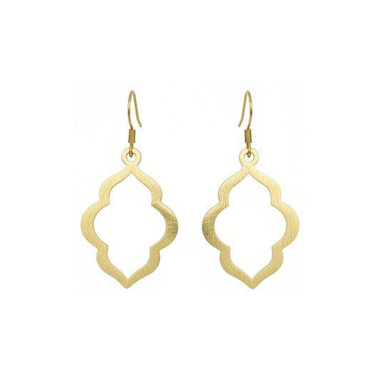 Brushed Gold Quatrefoil Drop Earrings