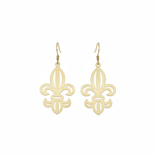 Golden Grace Fleur De Lis Drop Earrings