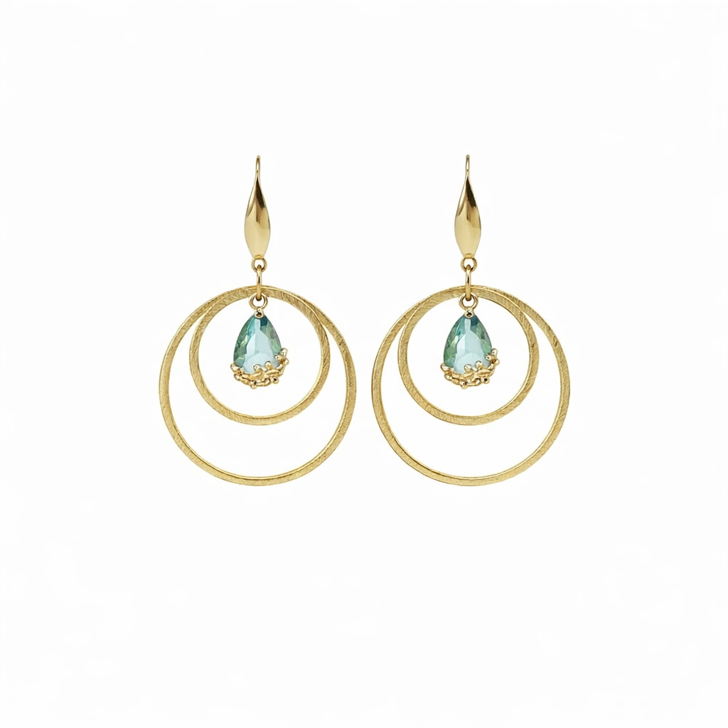 Sea Glass Glow Double Circle Drop Earrings