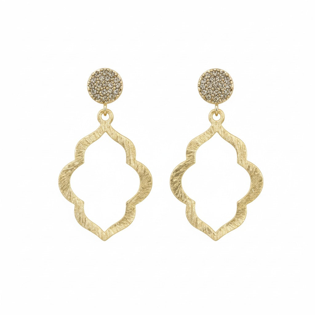 Pavé Radiance Brushed Gold Marquise Drop Earrings