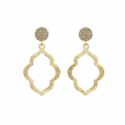 Pavé Radiance Brushed Gold Marquise Drop Earrings