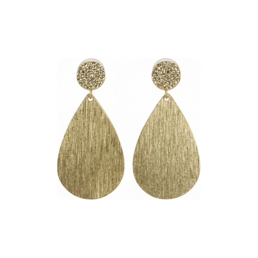Pavé Glow Brushed Gold Teardrop Earrings