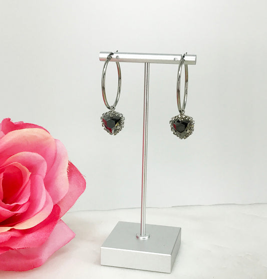 Hoop & Rhinestone Pendant Earrings - E19-4699