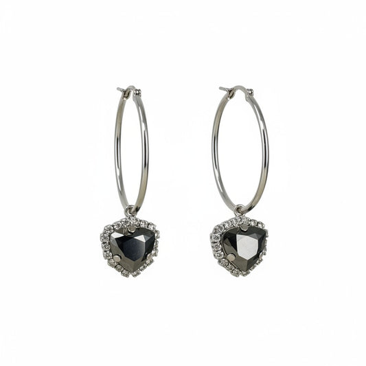 Smoky Triangle Rhinestone Hoop Earrings
