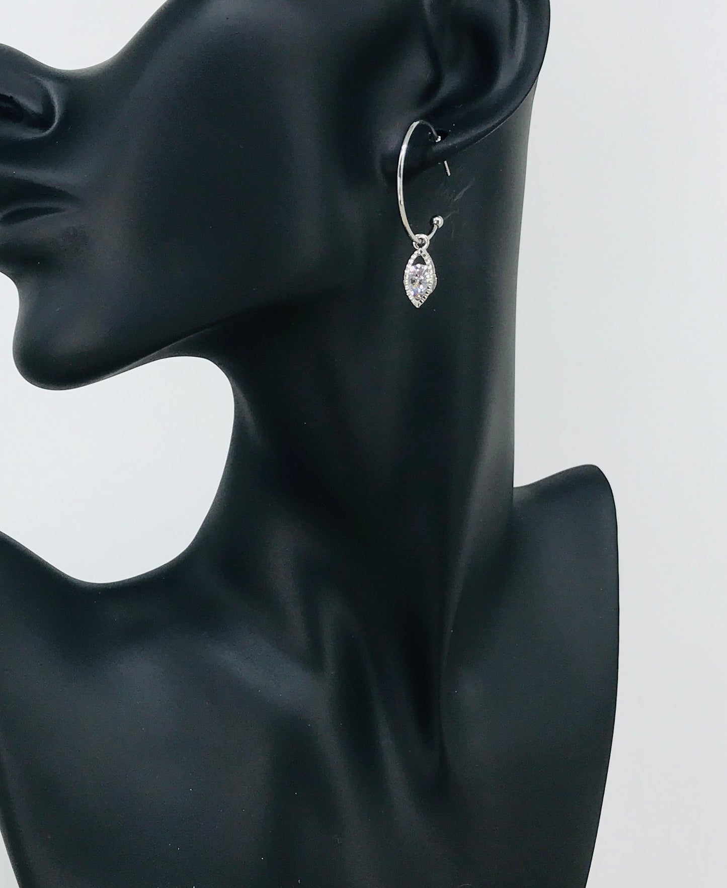 CZ Pendant & Open Hoop Stud Earrings - E19-4708