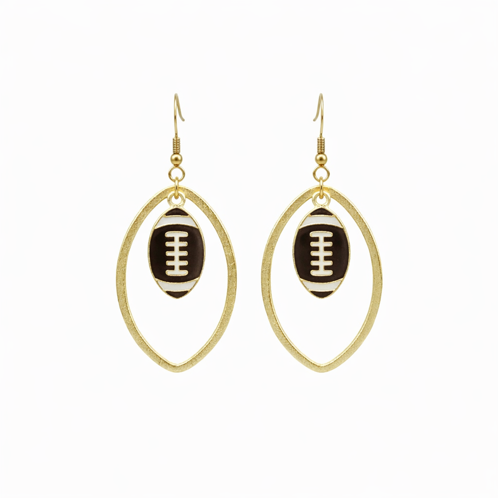 Friday Night Gold Football Drop Earrings
