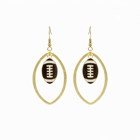 Friday Night Gold Football Drop Earrings