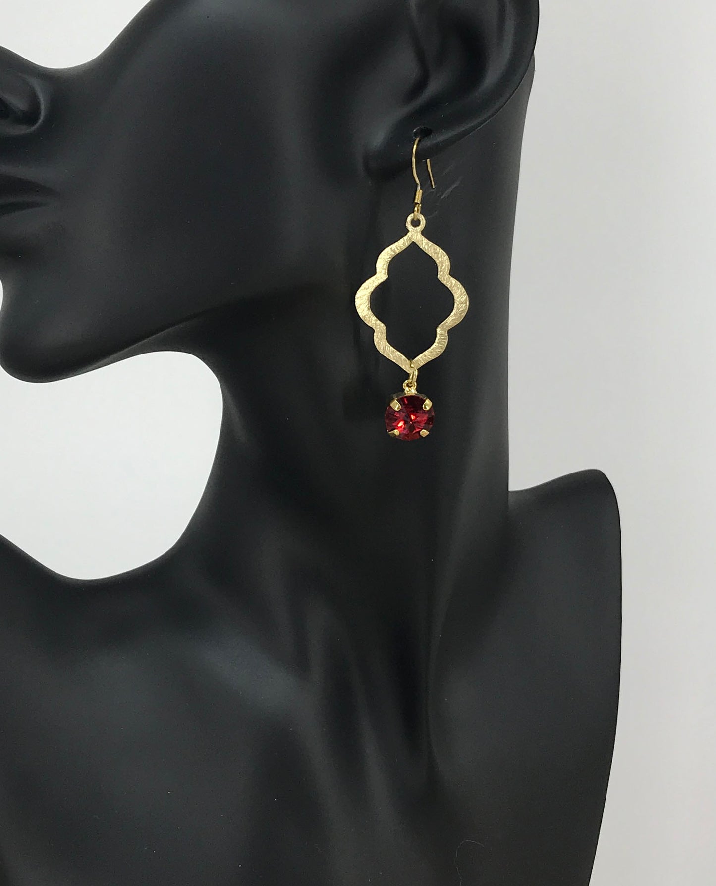 Genuine Crystal & Brushed Gold Pendant Earrings - E19-4734