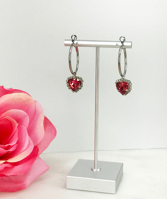 Hoop & Rhinestone Pendant Earrings - E19-4756