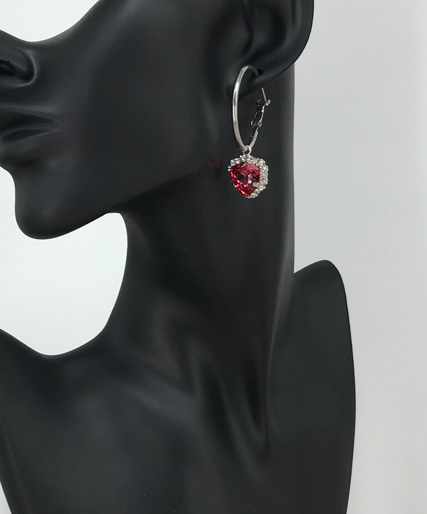 Hoop & Rhinestone Pendant Earrings - E19-4756