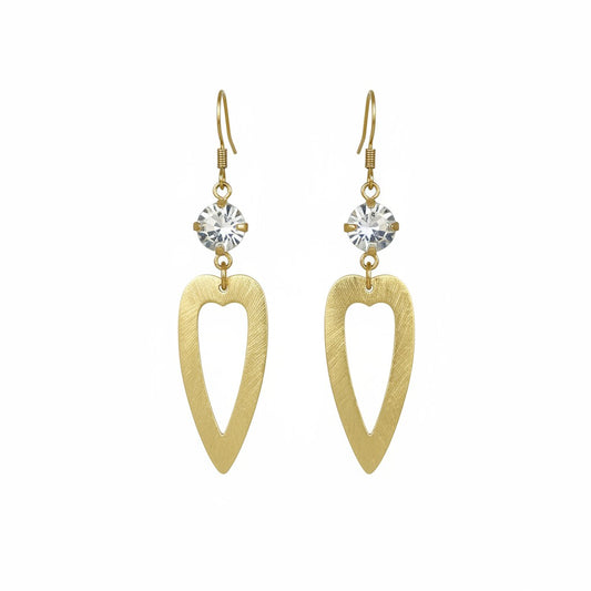 Crystal Clear & Brushed Gold Heart Earrings