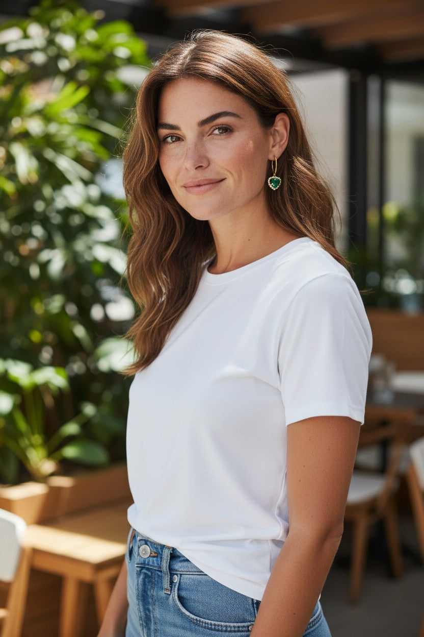 Oval Hoop & Rhinestone Pendant Earrings - E19-4759