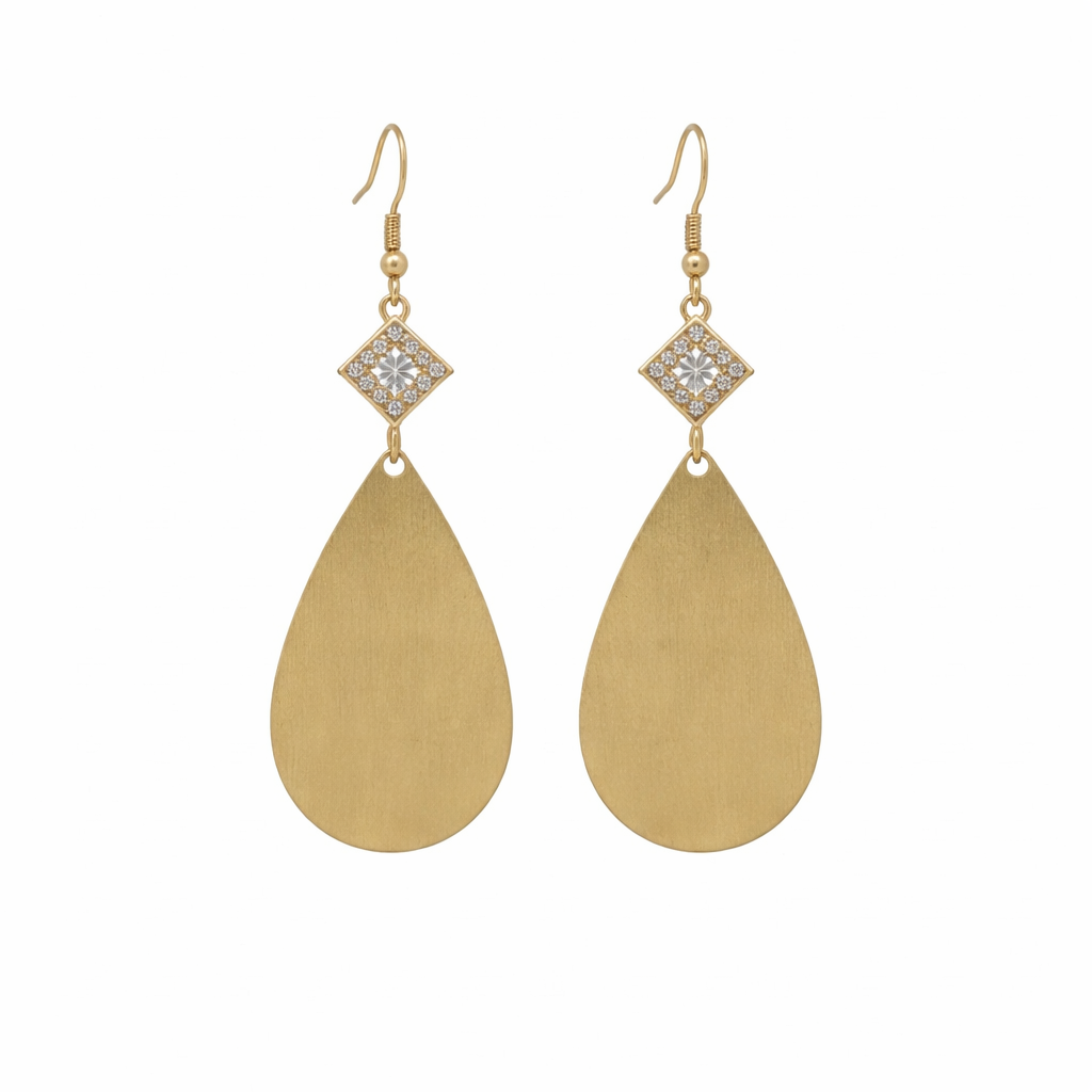 Golden Luxe CZ Teardrop Drop Earrings