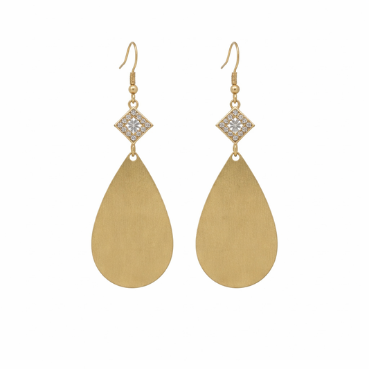 Golden Luxe CZ Teardrop Drop Earrings