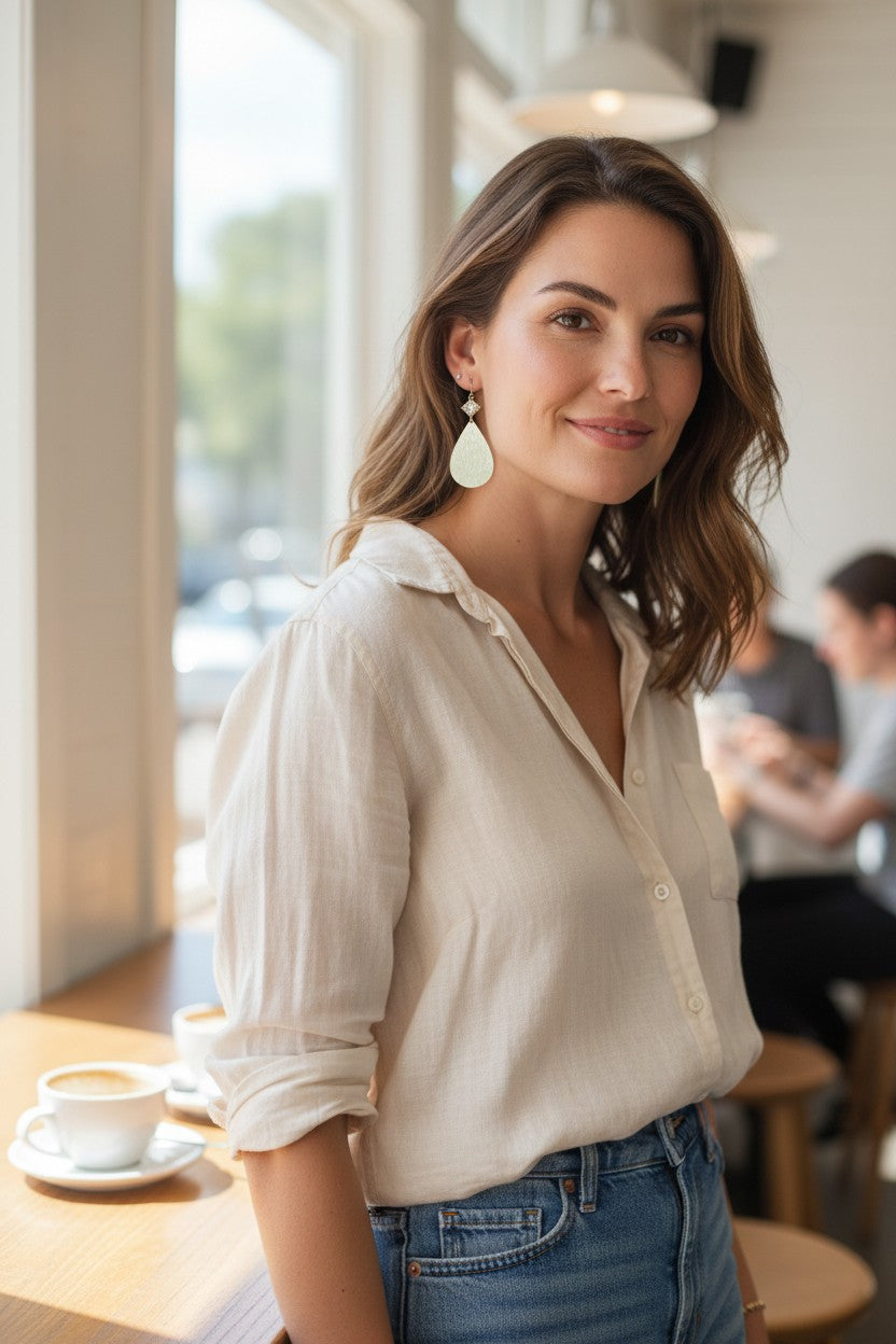 CZ & Teardrop Pendant Earrings - E19-4764