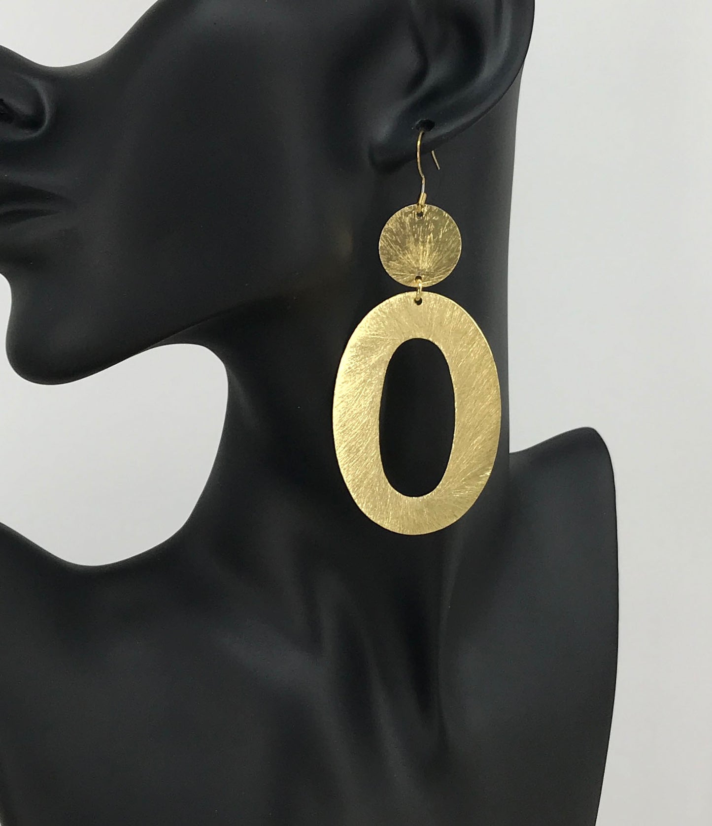 Large Brushed Oval Pendant Earrings - E19-4768