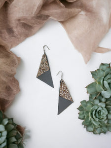 Neutral Gray and Bronze Glitter Earrings - E19-476