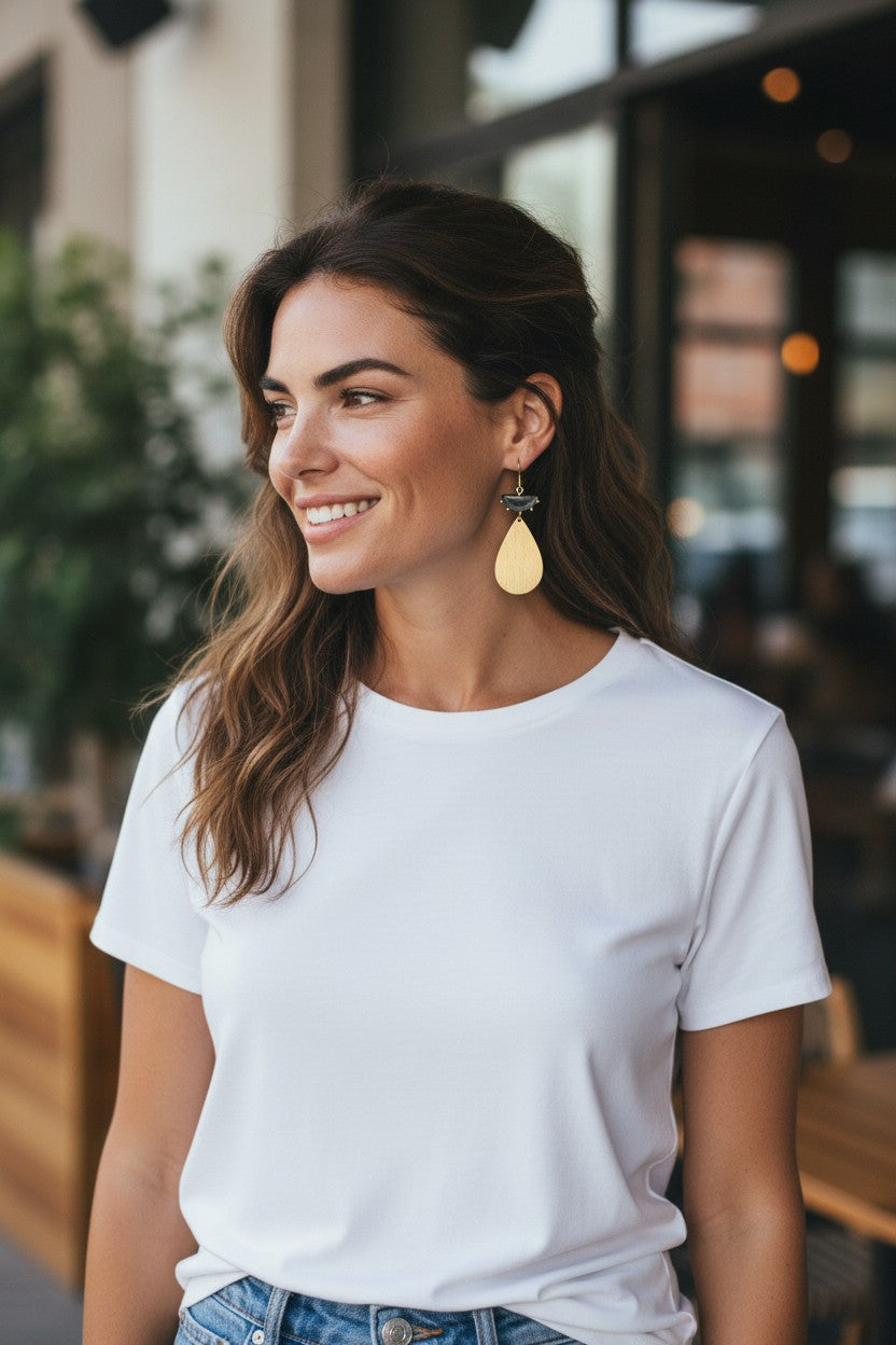 Rhinestone & Teardrop Pendant Earrings - E19-4788