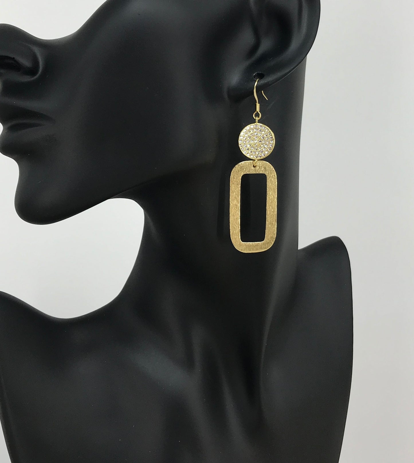 CZ Pave & Square Pendant Earrings
