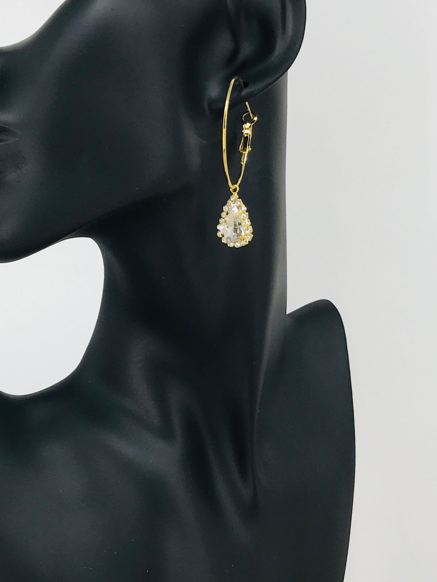 Hoop & Rhinestone Pendant Earrings