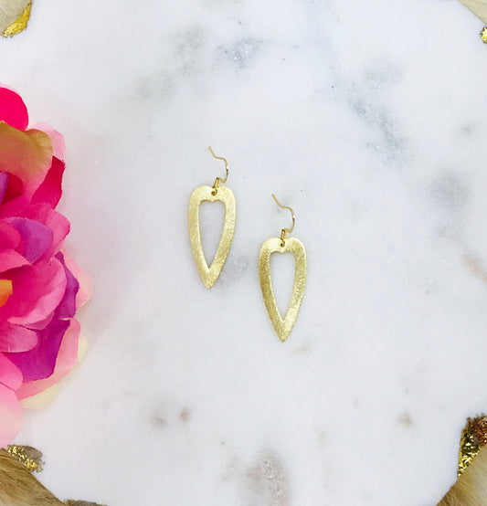 Gold Heart Pendant Earrings - E19-4844