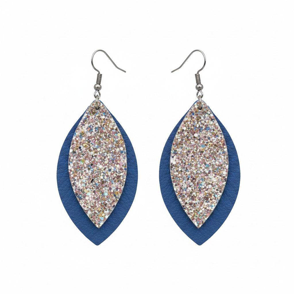 Sky Blue Rustic Spark Layered Earrings