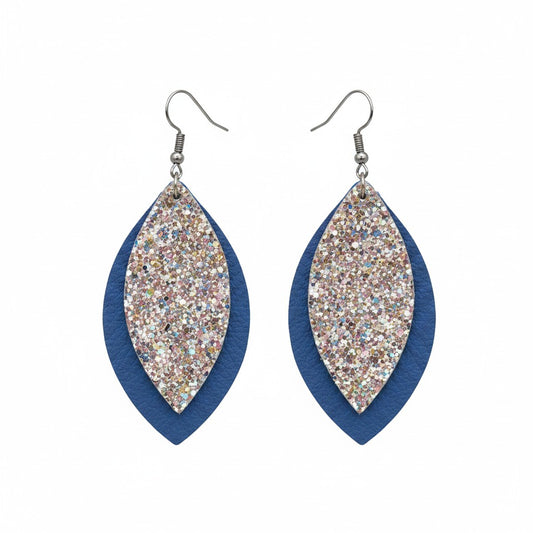 Sky Blue Rustic Spark Layered Earrings