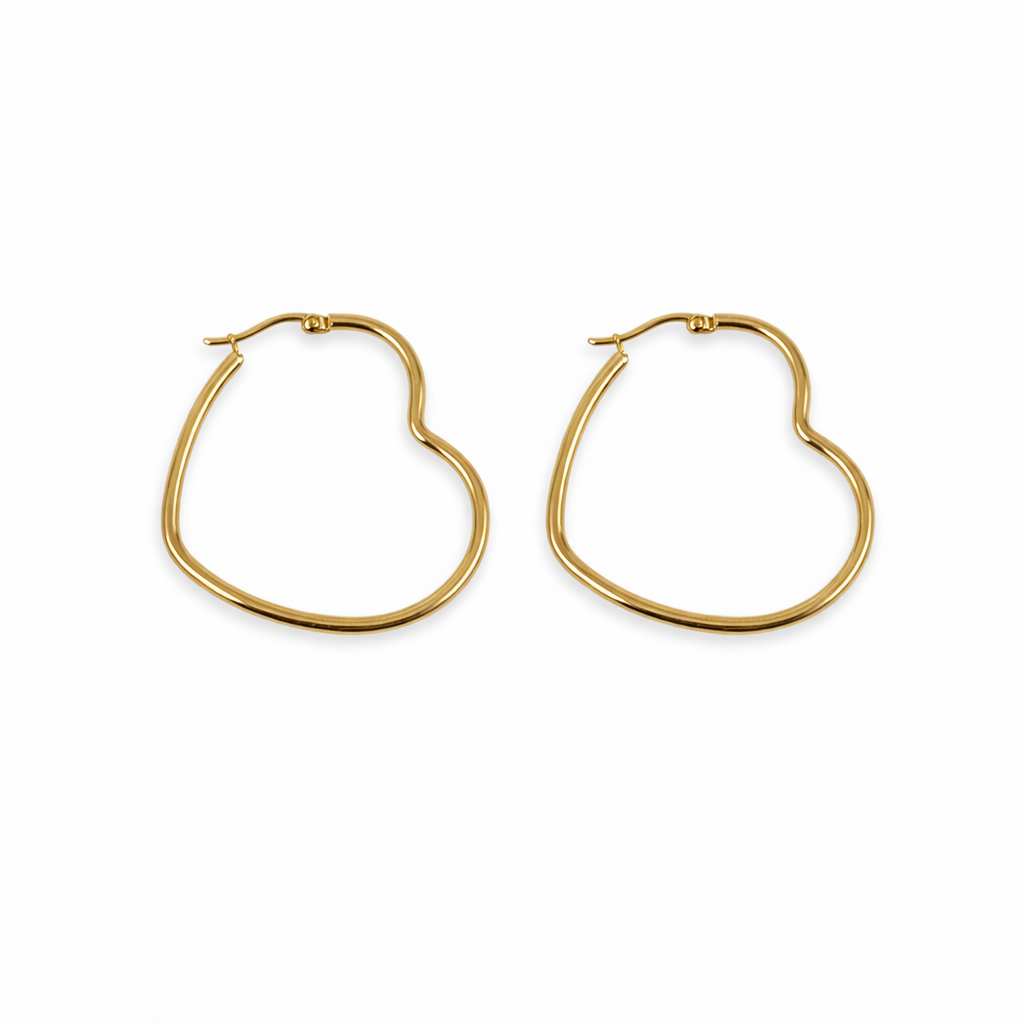 Gold Heart Shape Hoop Earrings