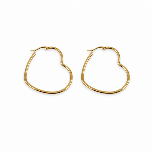 Gold Heart Shape Hoop Earrings