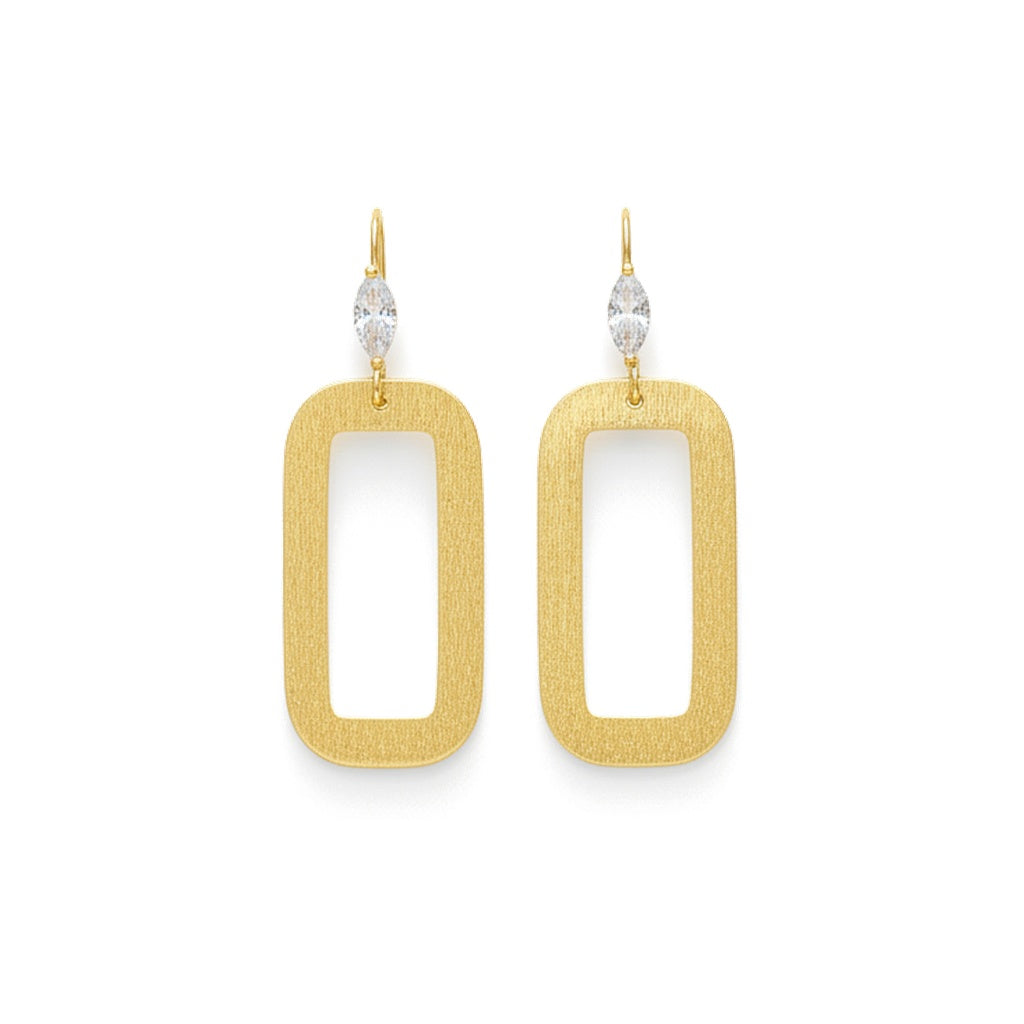 CZ & Brushed Gold Pendant Earrings