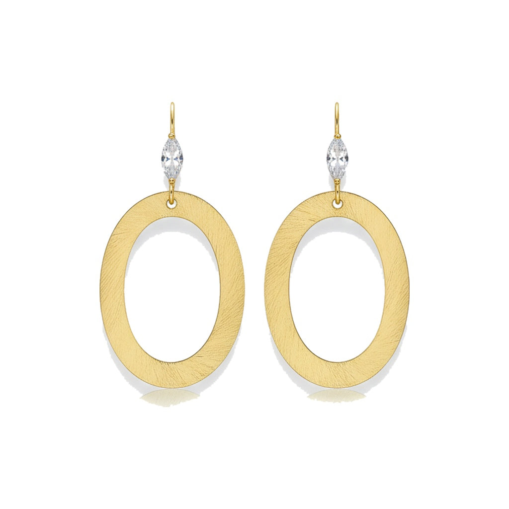 CZ & Brushed Gold Pendant Earrings