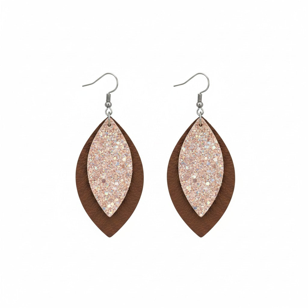 Tobacco Shell Spark Layered Earrings