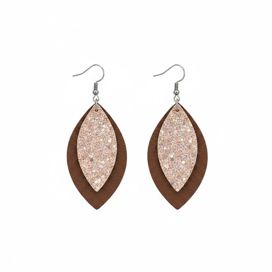 Tobacco Shell Spark Layered Earrings
