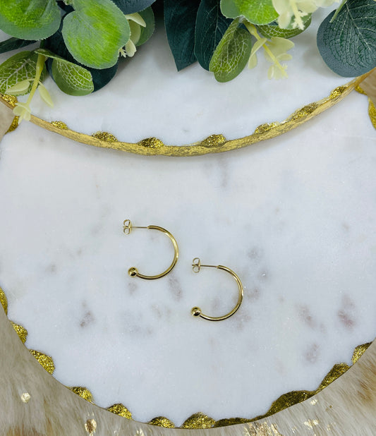Gold Open Hoop Stud Earrings
