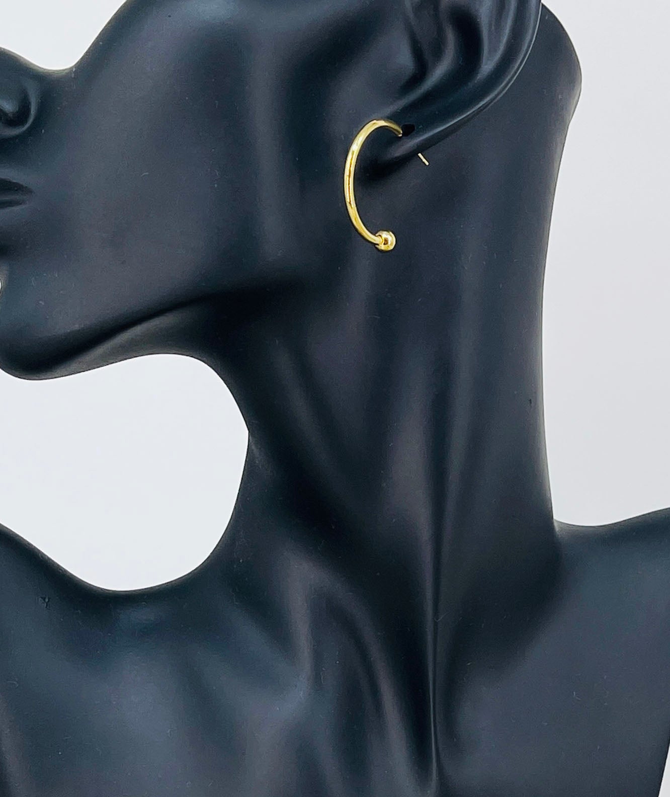 Gold Open Hoop Stud Earrings