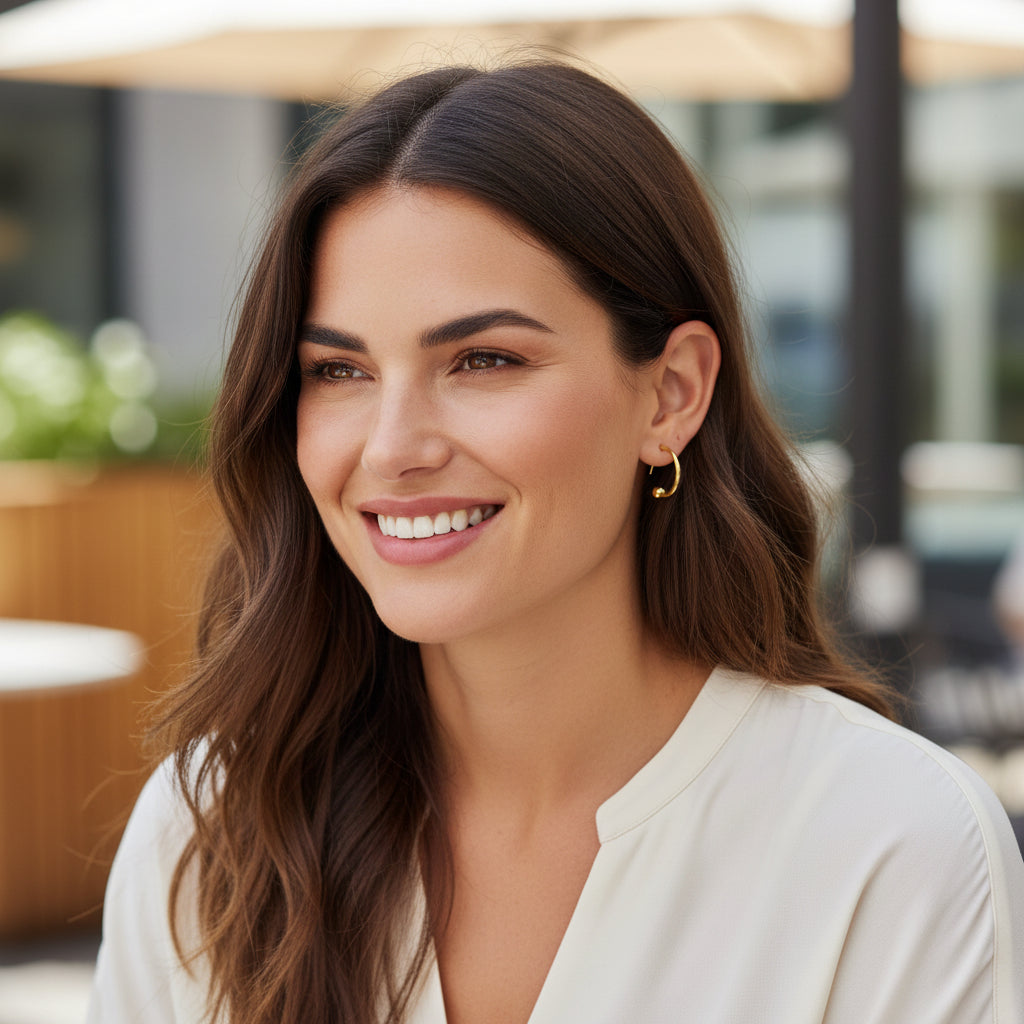 Modern Gold Open Hoop Stud Earrings
