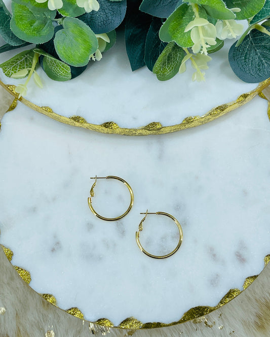 1" Gold Tone Stainless Steel Hoops