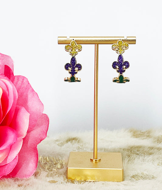 Royal Mardi Gras Fleur Trio Stud Earrings