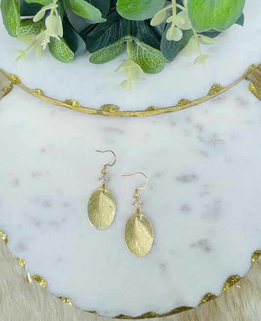 CZ & Brushed Gold Pendant Earrings