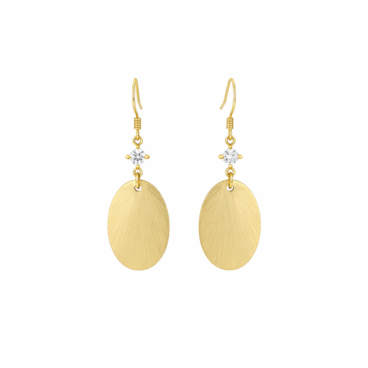 CZ & Brushed Gold Pendant Earrings
