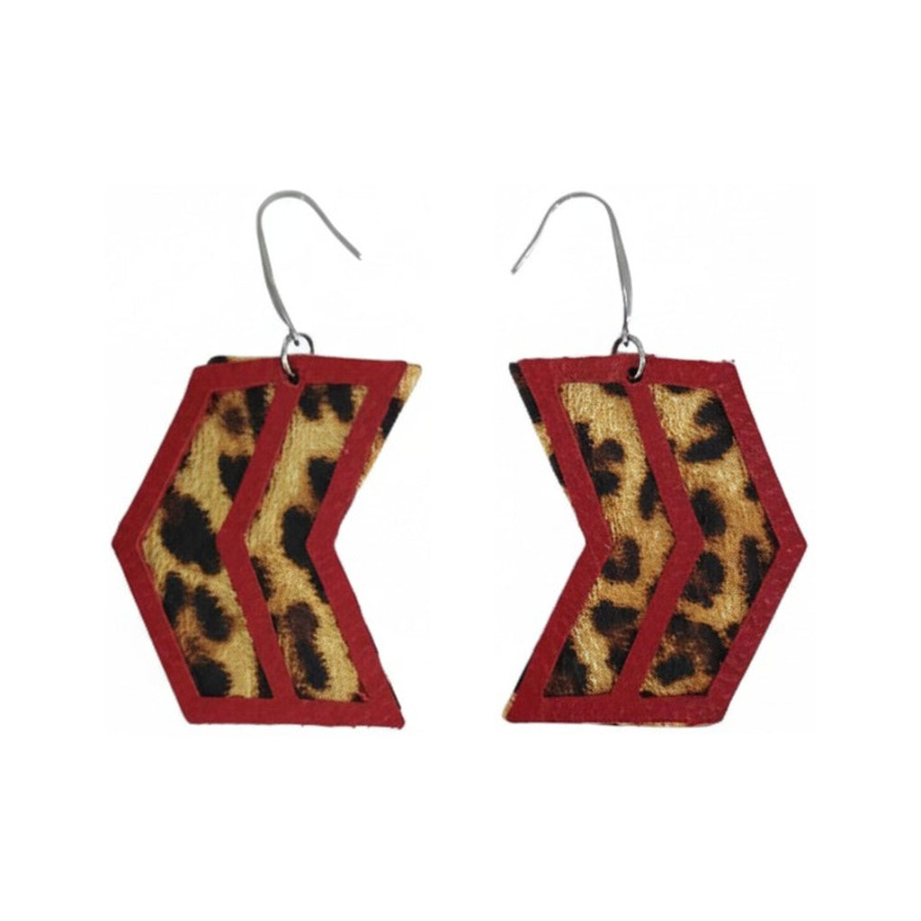 Ruby Leopard Chevron Drop Earrings